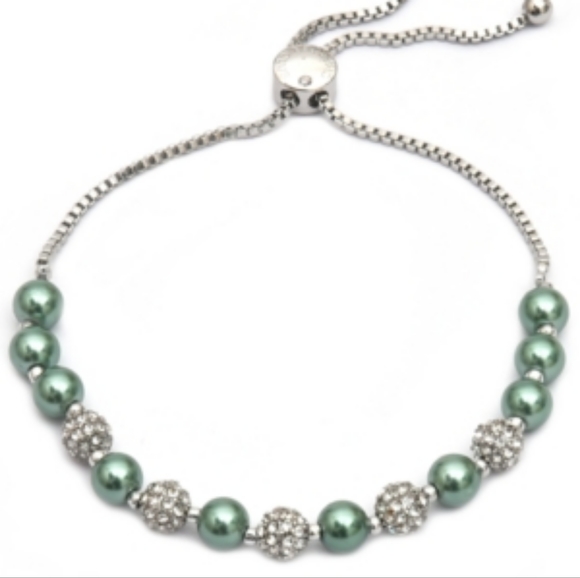 CHARTER CLUB Pavé & Imitation Pearl Slider Bracelet - Picture 1 of 5